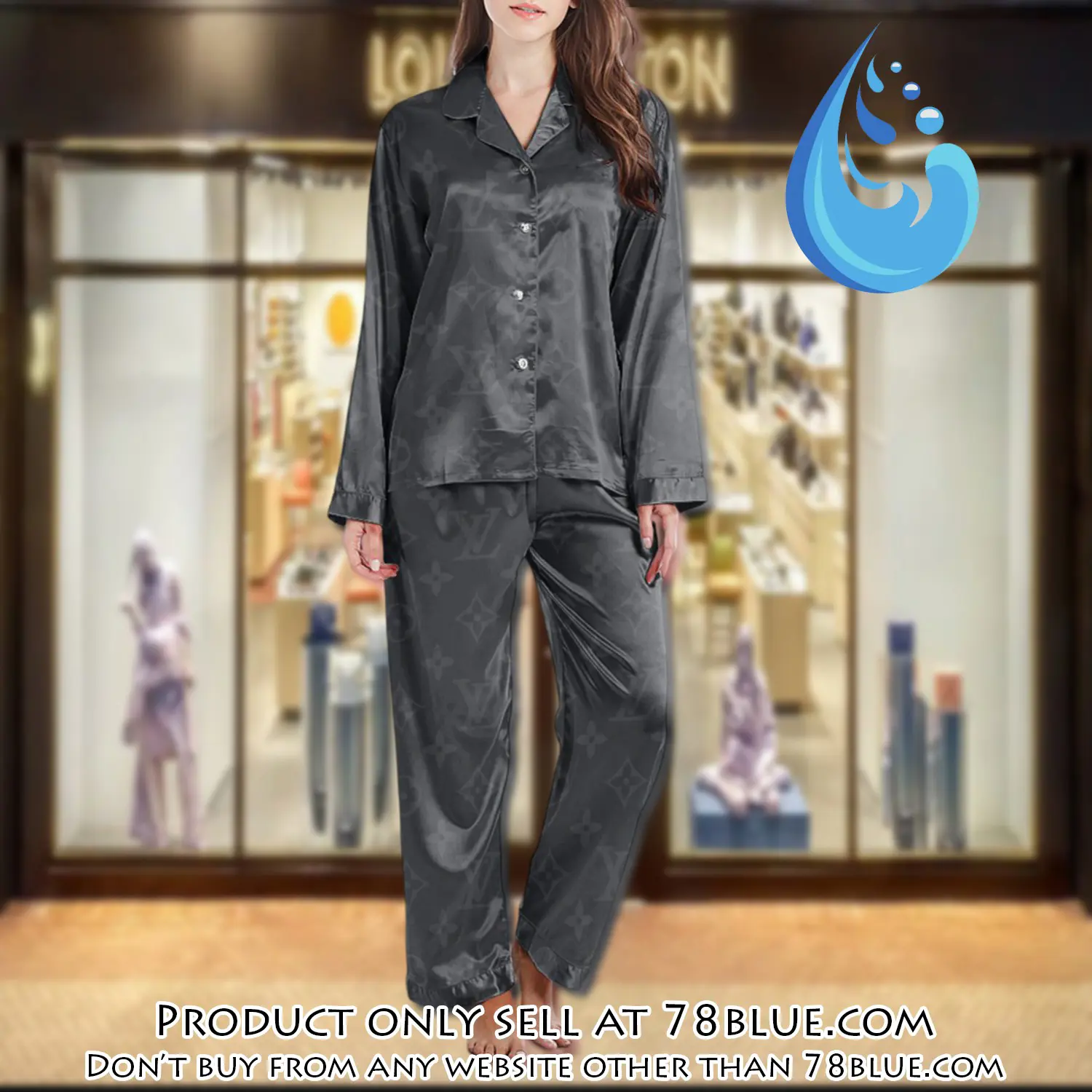 Lv monogram long satin pajama set pjs1016 78b2026507